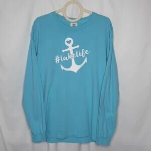 Comfort Colors Unisex Graphic Tee Shirt Lake Life Long Sleeve Crew Neck Large